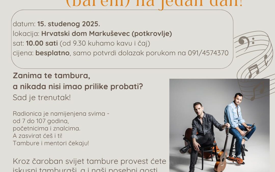 Radionica: Zasviraj tamburu (barem) na jedan dan!